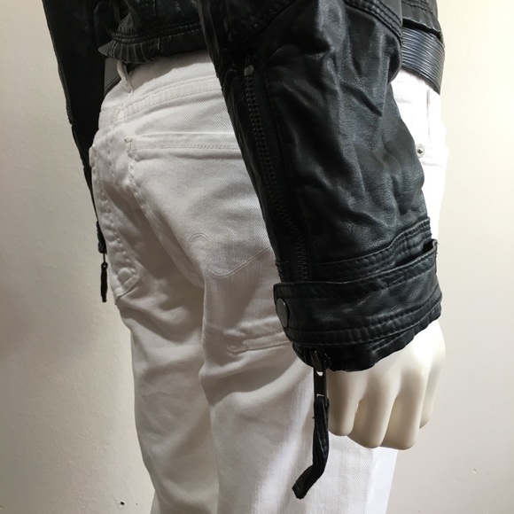 • ZARA Biker Moto Faux Vegan Leather Collar Jacket - Picture 3 of 8